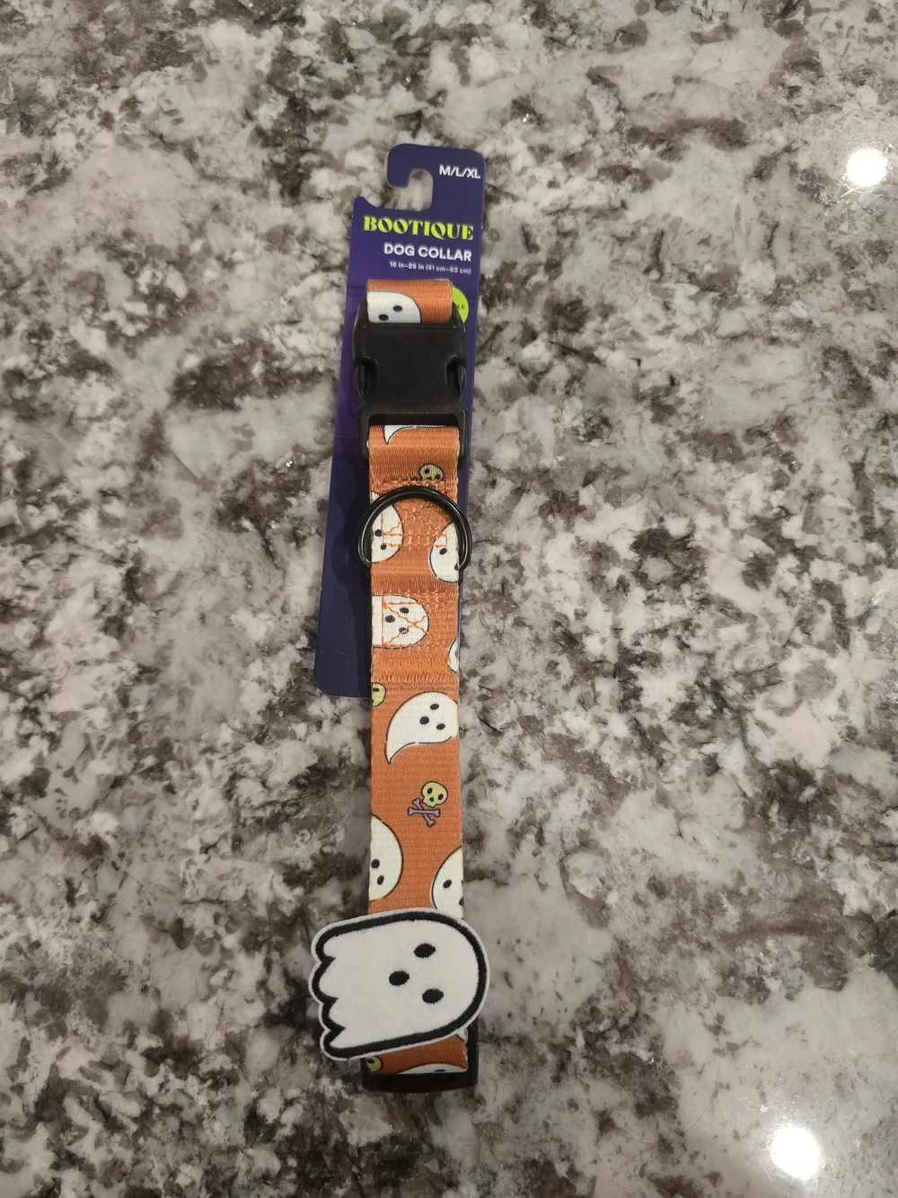 Bootique Orange Halloween Pet Bandana & Ghost-Print Collar Set